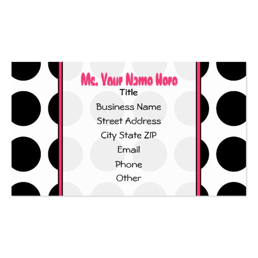Polka Dots / Pink  Monogram Fashion Business Card (back side)
