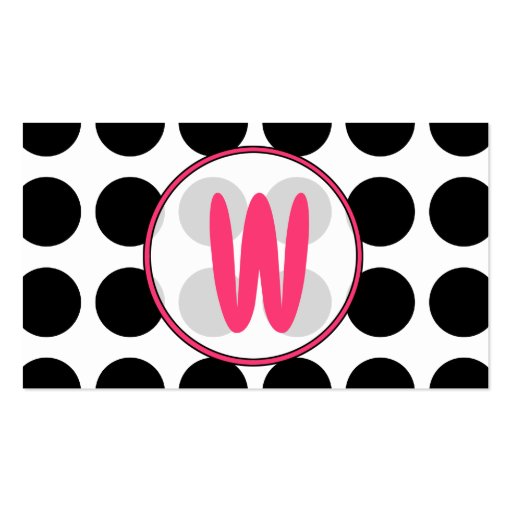 Polka Dots / Pink  Monogram Fashion Business Card (front side)