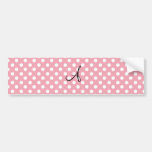 Polka dots pink white monogram bumper stickers