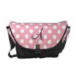 Polka dots pink white monogram courier bags