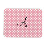Polka dots pink white monogram flexible magnet