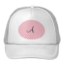 Polka dots pink white monogram mesh hat