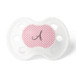 Polka dots pink white monogram pacifiers