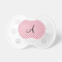 Polka dots pink white monogram pacifiers