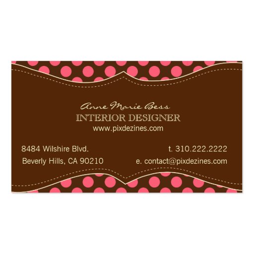 Polka Dots Raspberry Chocolate  business cards (back side)