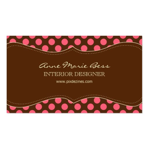 Polka Dots Raspberry Chocolate  business cards (front side)
