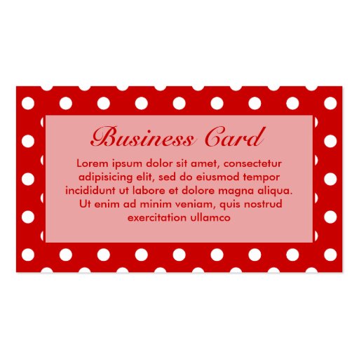 Polka Dots Red + Custom Color Business Cards (front side)