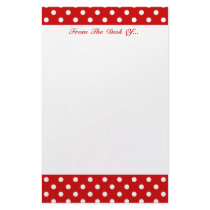 Polka Dots Red + Custom Color Stationery