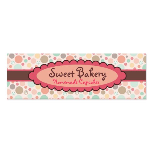 Polka Dots Strawberry Cupcake Mini Business Cards (front side)