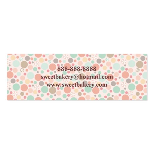 Polka Dots Strawberry Cupcake Mini Business Cards (back side)