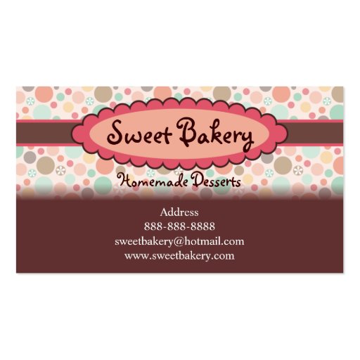 Polka Dots Strawberry Scone Business Cards (back side)