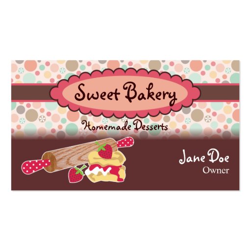 Polka Dots Strawberry Scone Business Cards