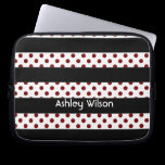 polka dots stripes black and white personalized laptop sleeves