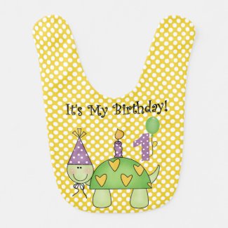 Polka Dots Turtle First Birthday Bib