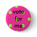 polka dots, vote for me buttons