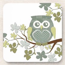 Polka Tree Owl Cork Coaster