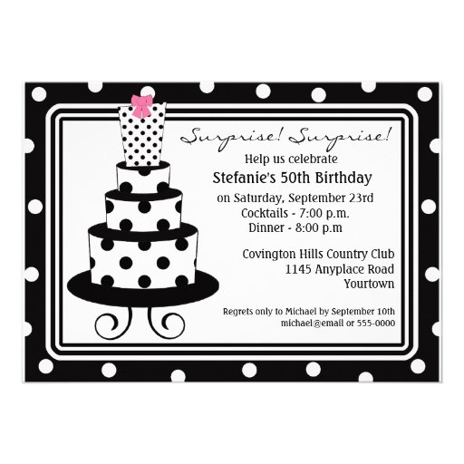 Polkadot Cake Surprise Birthday Invitation
