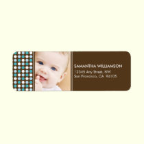 Polkadot Photo Return Address Labels (aqua) labels