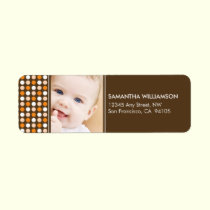 Polkadot Photo Return Address Labels (orange) labels