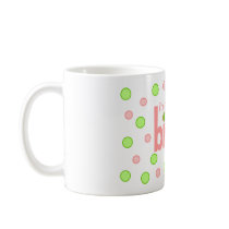 Polkadot pink and green Big Cousin T-shirt Mugs