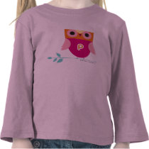 Polly's Owl Friend Perched on a Branch t-shirts