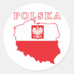 Polska Map With Eagle Round Stickers