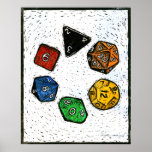 Polyhedron_dice-circle-lino-Outland_Arts-17inch-30 Posters