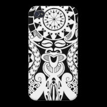Polynesian lizard and mask tattoo design iphone cases