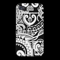 Polynesian lizard and mask tattoo design iphone cases