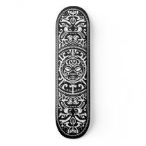 Polynesian Tribal Face Black and White Skate Decks