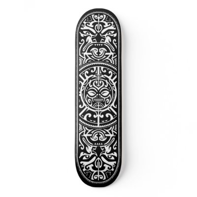 Polynesian tattoo inspired tribal design in bold graphic black and white