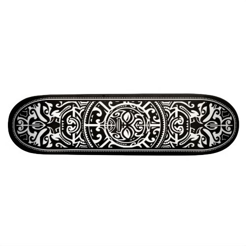 Polynesian Tribal Face Black and White skateboard