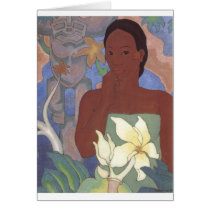 Polynesian Woman and Tiki by Arman Manookian, 1929 Greeting Card