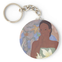 'Polynesian Woman and Tiki' - Keychain