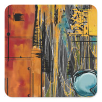 Pomegranate & Blueberry Orange Juice Abstract Square Stickers