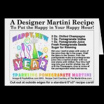 POMEGRANATE New Year's MARTINI RECIPE CARD cards