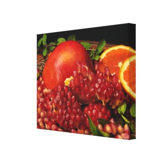 Pomegranate, Orange and Mint Stretched Canvas Prints