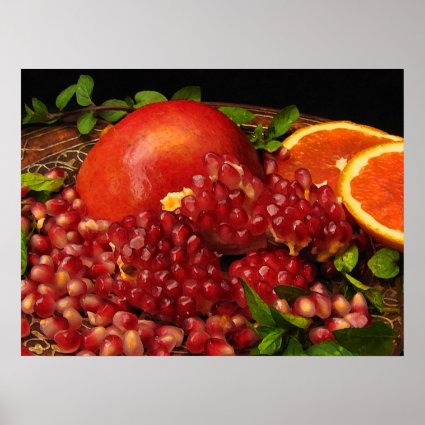 Pomegranate, Orange and Mint Poster