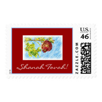 Pomegranate Rosh Hashanah Stamp II by lorenkaplan Pomegranate Rosh Hashanah Stamp II