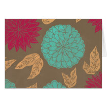 Pomegranate & Teal Floral Print Card