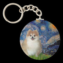 Pomeranian 1 - Starry Night keychains