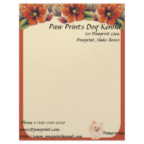 Pomeranian - Autumn Floral Design Personalized Letterhead