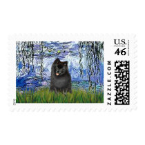 Pomeranian (black) - Lilies 6 Postage Stamps