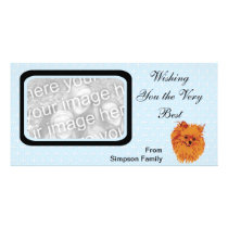 Pomeranian - Blue w/ White Diamond Design Photo Card Template