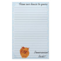 Pomeranian - Blue w/ White Diamond Design Stationery Design