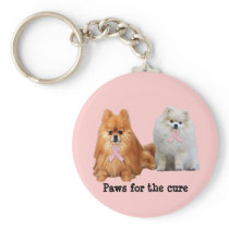 Pomeranian Breast Cancer Keychain