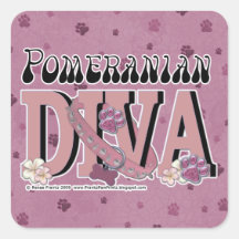 Pomeranian DIVA Square Stickers