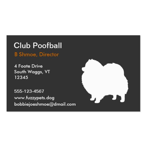 Pomeranian Dog Silhouette Business Card (front side)