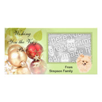 Pomeranian - Green Leaf Design Custom Photo Card