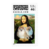 Pomeranian Pair 3 - Mona Lisa Postage Stamp